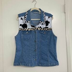 vintage Bill Blass denim vest with cow print details